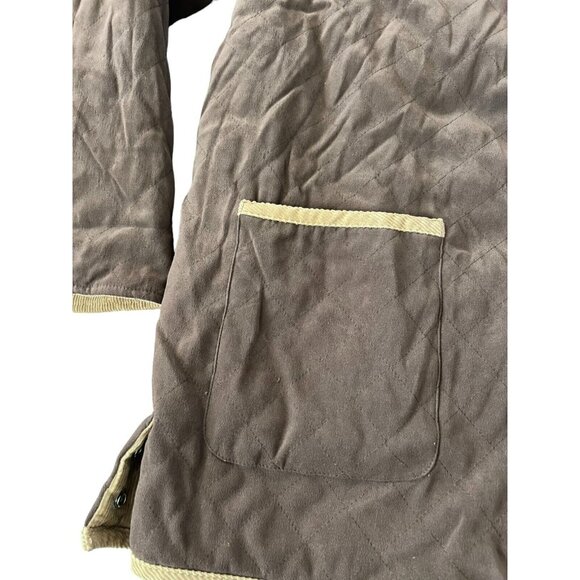 Denim & Co Reversible Corduroy Barn Coat Jacket Brown Button Closure Quilted - Picture 10 of 14